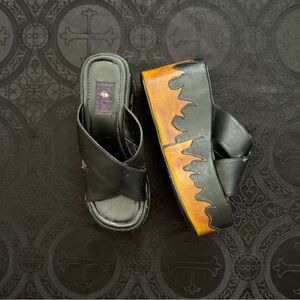 vintage morbid threads flame platform sandals